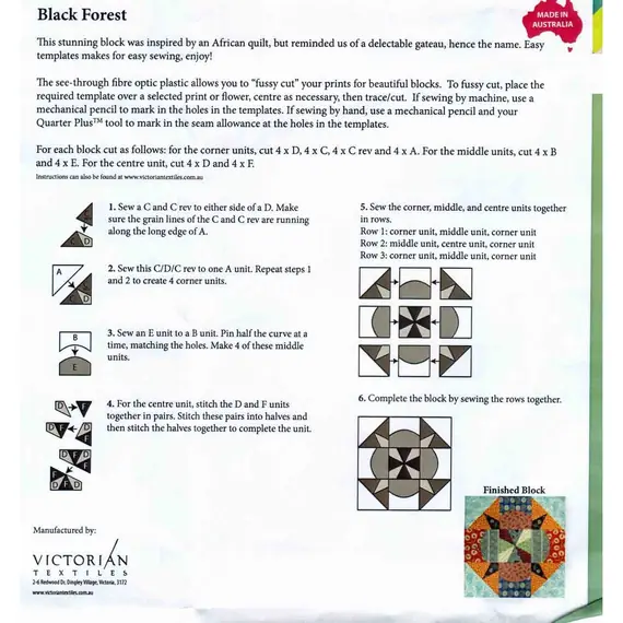 Black Forest Patchwork Template - Matilda's Own