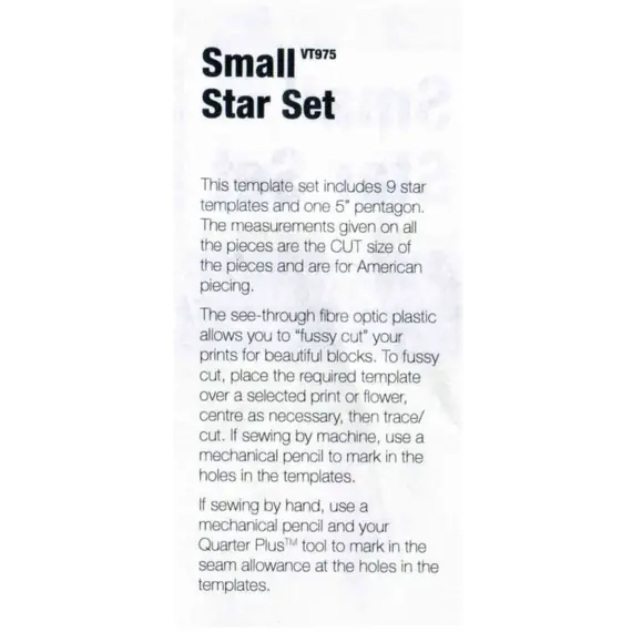 Star Set Small Patchwork Template Matilda's Own