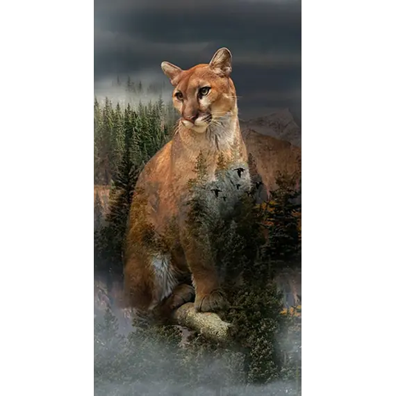Pine Mountain Lion Call of the Wild Hoffman Quilt Panel 43 x 22 Inches Digital Print
