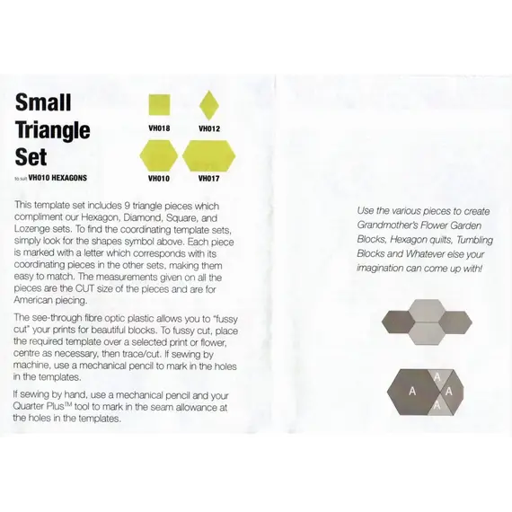 Triangle Small 60 Degree Patchwork Template Set Matilda's Own