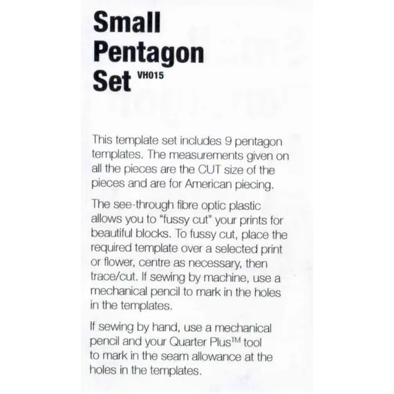 Pentagon Small Set Patchwork Templates Matilda's Own