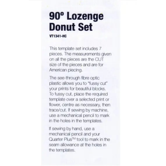 Lozenge (Elongated Hexagon) Donut Patchwork Template Set