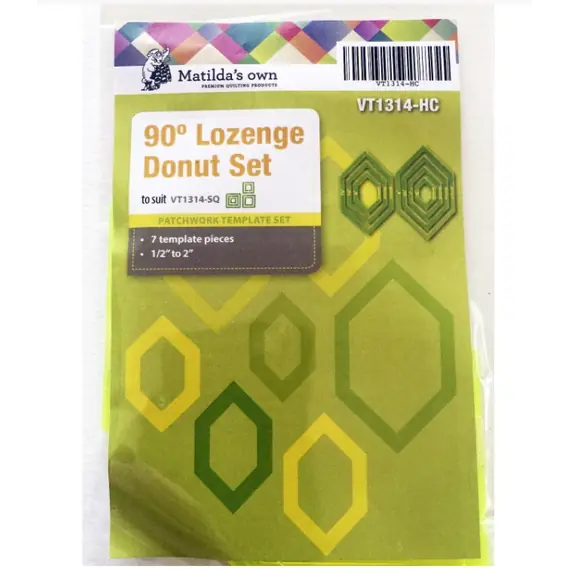 Lozenge (Elongated Hexagon) Donut Patchwork Template Set