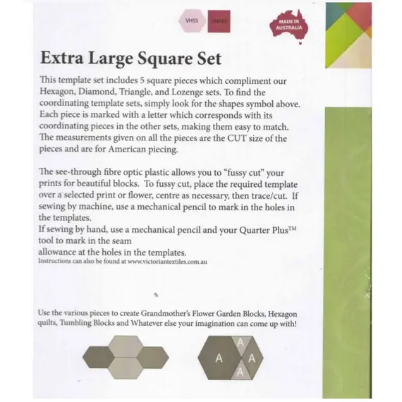 Square Set Extra Large Patchwork Templates Matilda's Own