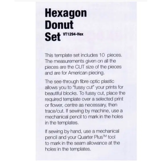 Hexagon Donut Patchwork Template Set Matilda's Own
