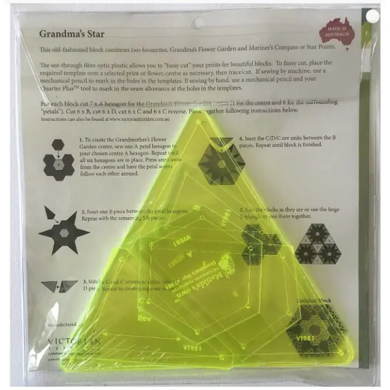 Grandma's Star Patchwork Template Matilda's Own