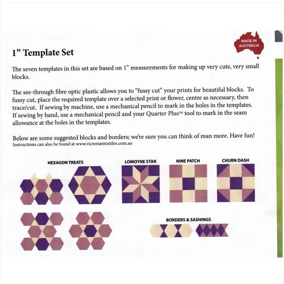 One Inch Mixed Set Patchwork Template Matilda's Own