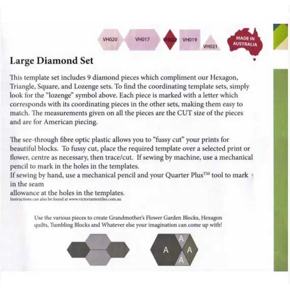 Diamond Set Large Patchwork Template Matilda's Own