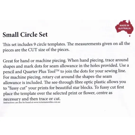 Circle Set Small Patchwork Template Matilda's Own