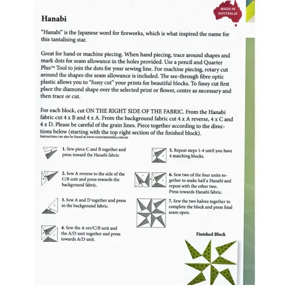 Hanabi (Fireworks) Patchwork Template Set Matilda's Own