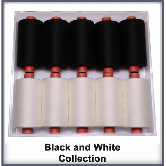 Black and White 10 Colour Set Rasant Thread 1000M