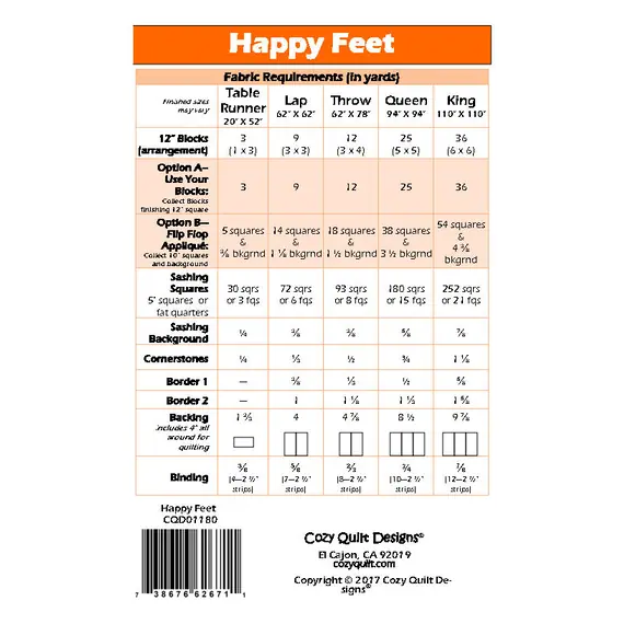 Happy Feet Pattern by Cozy Quilt Designs