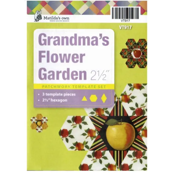 Grandma's Flower Garden Hexagon 2.5 Inch Patchwork Template Matilda's Own