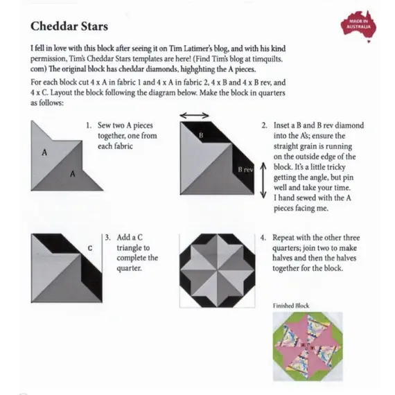 Cheddar Stars Patchwork Template Meredithe Clark Signature Collection