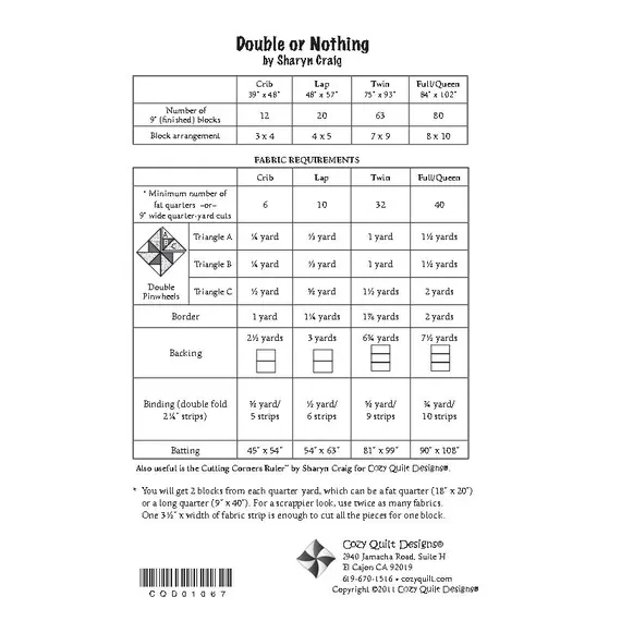 Double or Nothing Pattern by Cozy Quilt Designs