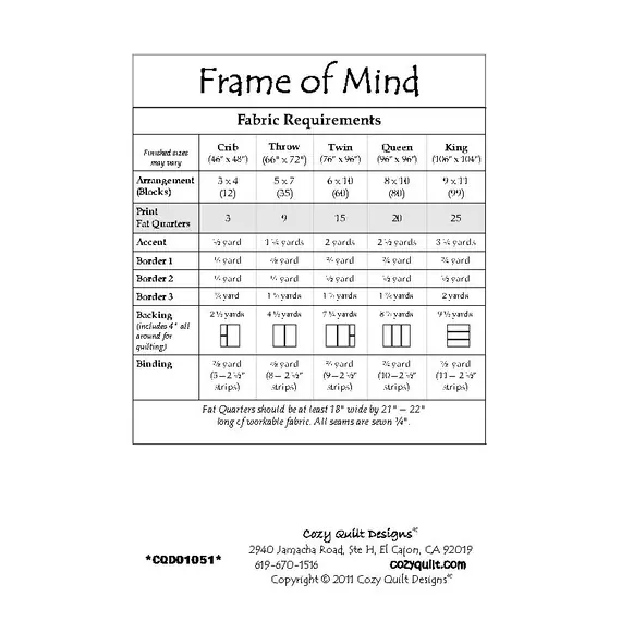 Frame of Mind Pattern by Cozy Quilt Designs