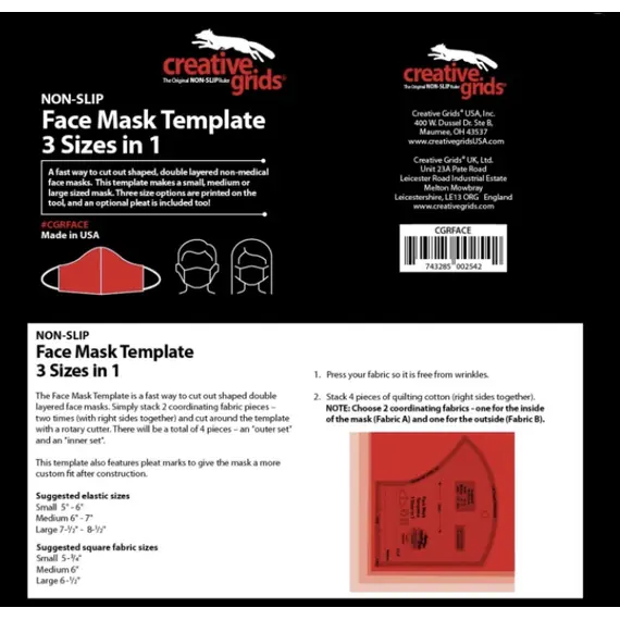 Creative Grids Facemask Template - See Video