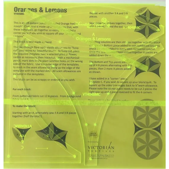 Orange and Lemons Patchwork Template Meredithe Clark Signature Collection