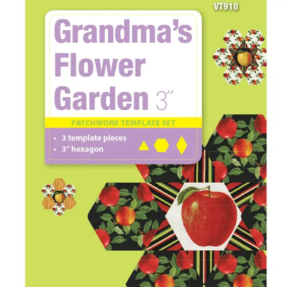 Grandma's Flower Garden Hexagon 3 Inch Patchwork Template Matilda's Own