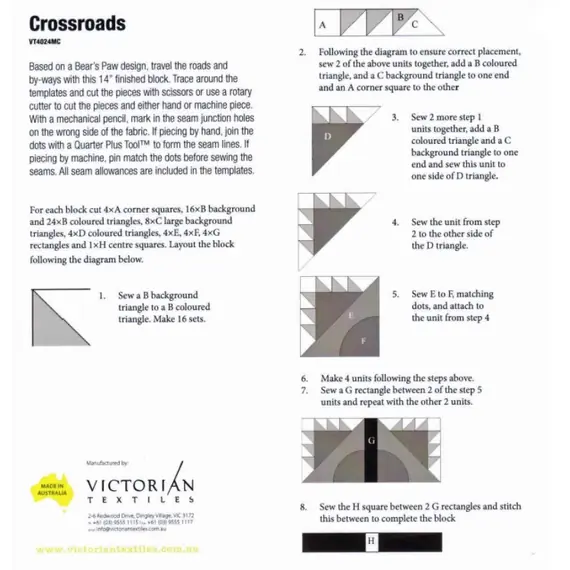 Cross Roads Patchwork Template Meredithe Clark Signature Collection