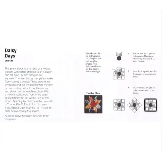 Daisy Days Patchwork Template - Meredithe Clarke Signature Collection