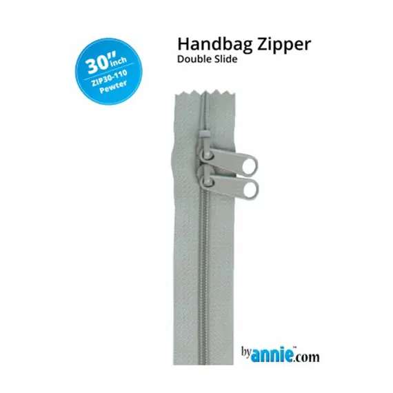 By Annie 30 Inch Handbag Zipper Pewter - See Video