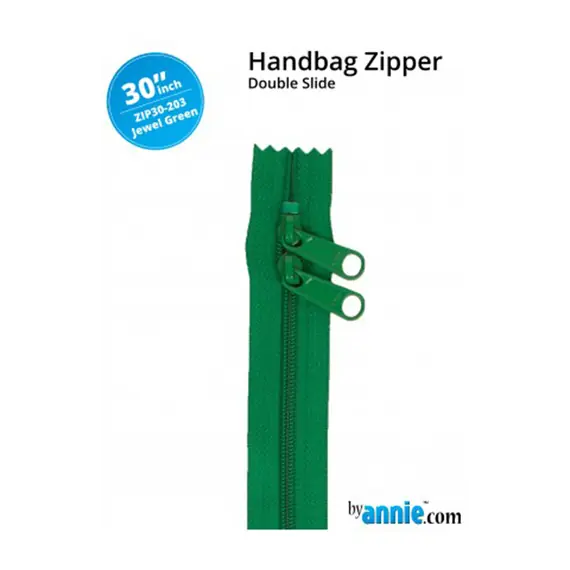 By Annie 30 Inch Handbag Zipper Jewel Green - See Video