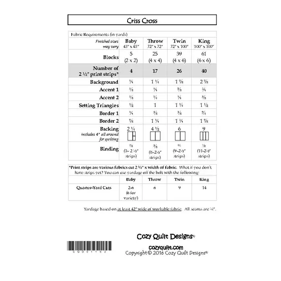 Criss Cross Pattern by Cozy Quilt Designs - SEE VIDEO