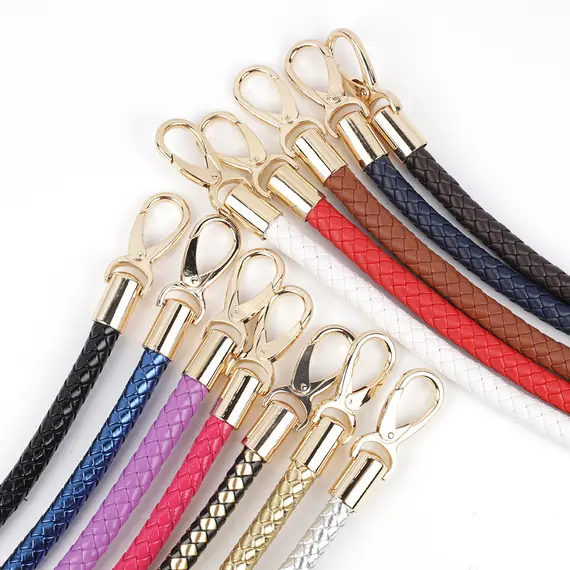 Round PU Leather Braided Bag Handles 60 cms Multiple Colours Available