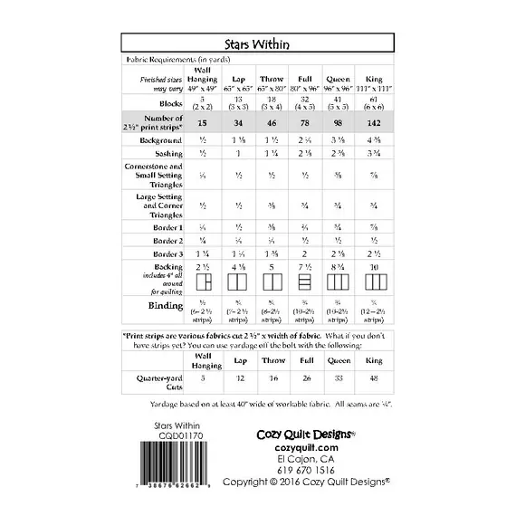 Stars Within Pattern by Cozy Quilt Designs - See Video