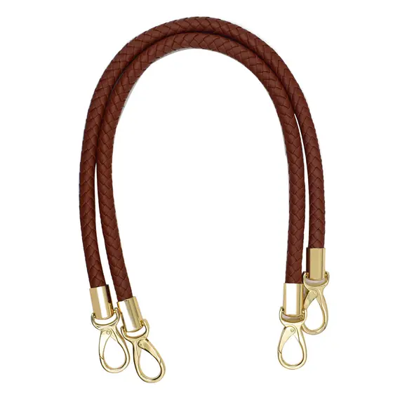 Round PU Leather Braided Bag Handles 60 cms Chocolate Brown