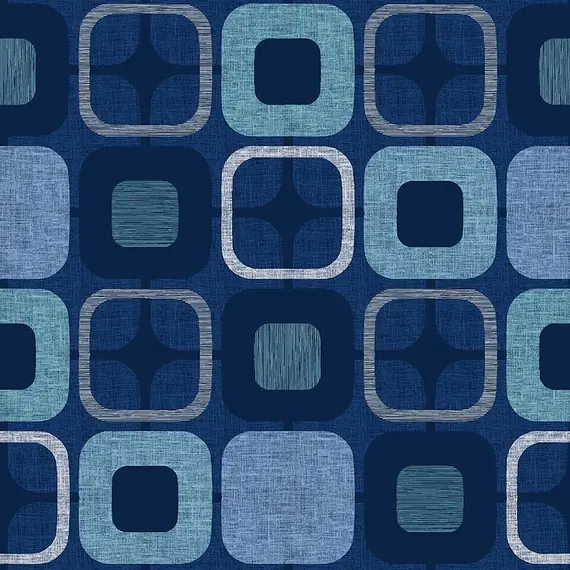 Navy and Blue Squares - W108in 2.75mtr Quilt Backing Fabric 100% Cotton