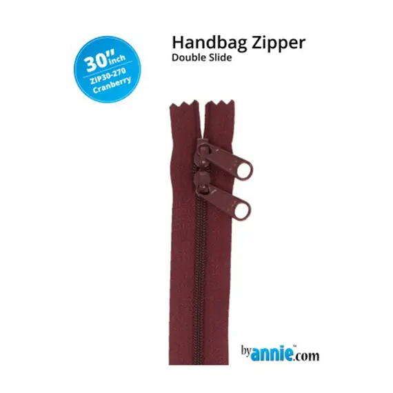 By Annie 30 Inch Handbag Zipper Cranberry - See Video