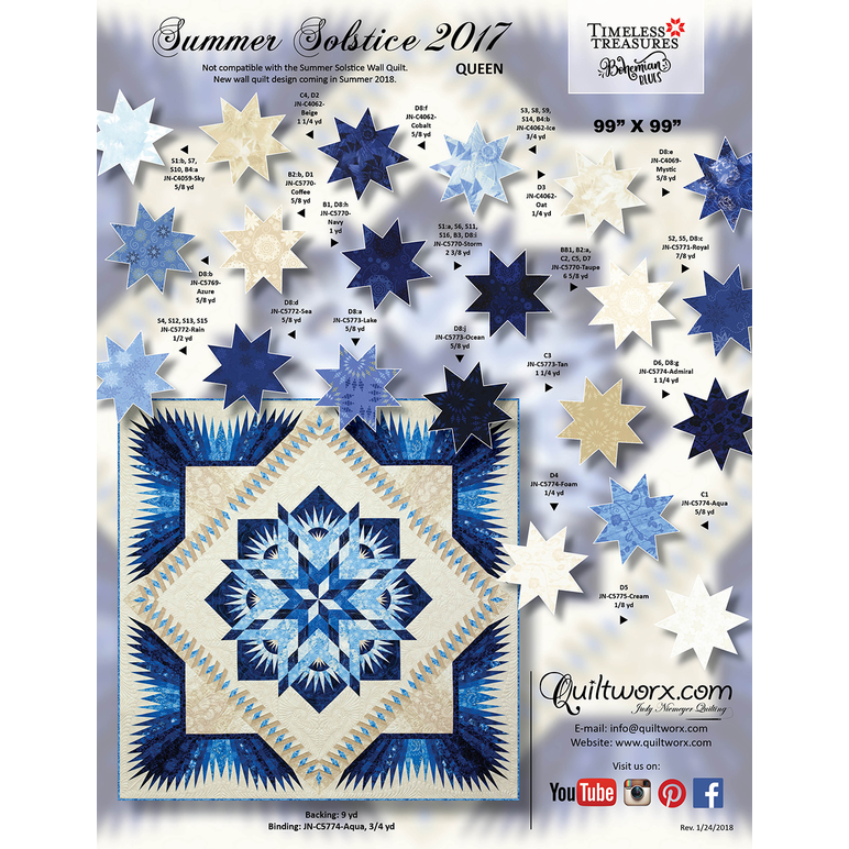 Summer Solstice Queen Quilt Pattern by Judy Niemeyer