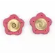 Genuine Leather Flower Magnetic Clasps x 1 Set - Rose Red