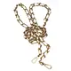 Gold Chain with Leather Insert Single Chain 110 cms Multiple Colours Available